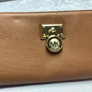 Michael KORS cognac leather wallet longer style. New